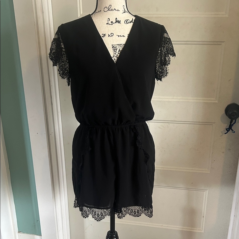 Alya Black Lace Trim Jumpsuit